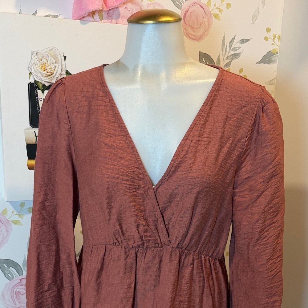 Fall Rust Long Sleeve Dress - Picture 2 of 4